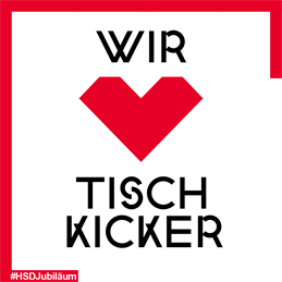 Grafik mit der Aufschrift "Wir lieben Tischkicker"