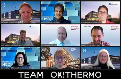 In order to reduce difficulties in understanding, four universities are developing a competence trainer in the project "OK!Thermo", which can be used in the subject of thermodynamics for every teaching or learning scenario from self-study to examination. Engineers and university didacticians from the Düsseldorf University of Applied Sciences, the Cologne University of Applied Sciences, the Niederrhein University of Applied Sciences and the Ruhr-West University of Applied Sciences are working together on the implementation. The HSD (Department of Mechanical and Process Engineering, Prof. Dr.-Ing. Matthias Neef) is the consortium leader of the joint project.