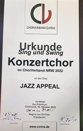 Der HSD-Chor Jazzappeal hat am 29. und 30. Oktober am Sing & Swing Festival teilgenommen und den dritten Platz in der Kategorie Konzertchor erhalten.