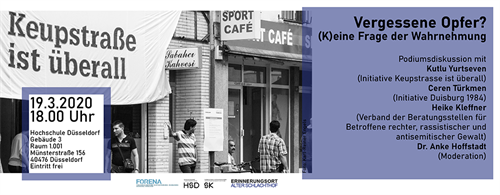 Forgotten victims? No or a question of perception (19.3.2020)
Panel discussion with Kutlu Yurtseven, Ceren Türkmen and Heike Kleffner