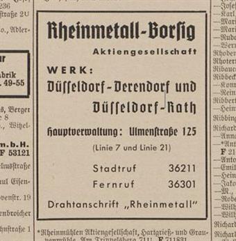 Rheinmetall, in unmittelbarer Nachbarschaft zum damaligen Schlachthof und zur heutigen Hochschule Düsseldorf gelegen, ist einer der bedeutendsten deutschen Rüstungskonzerne. Während des Zweiten Weltkrieges wurden hier Tausende ausländischer ZwangsarbeiterInnen eingesetzt. 