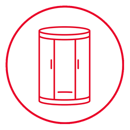 To reduce the cooling of the buildings, please only use doors that have a vestibule, such as the revolving doors in the head buildings. Avoid using side entrance doors and barrier-free entrances.
