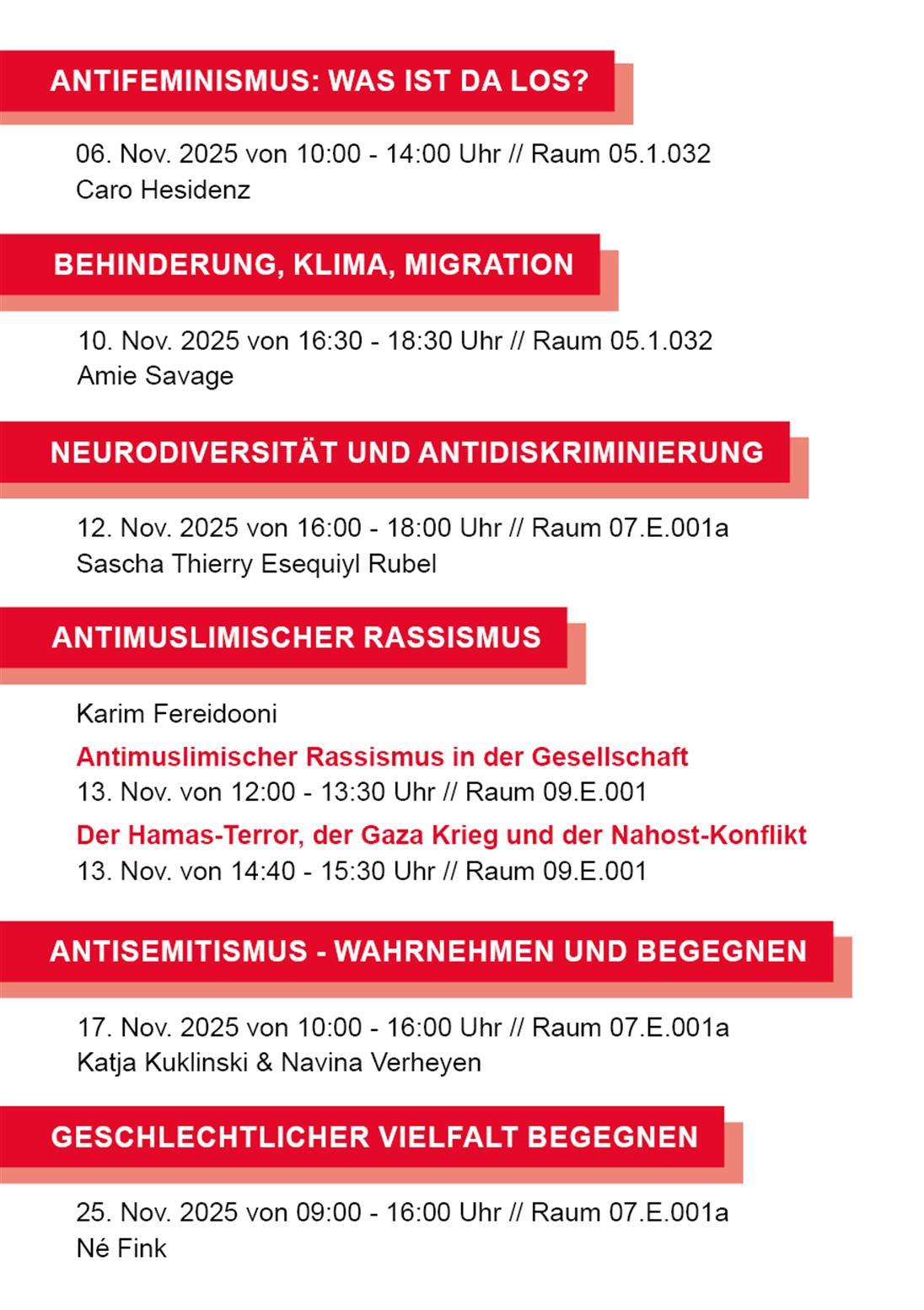 Programm zu den Aktionstagen zu Antidiskrminierung und Diversity