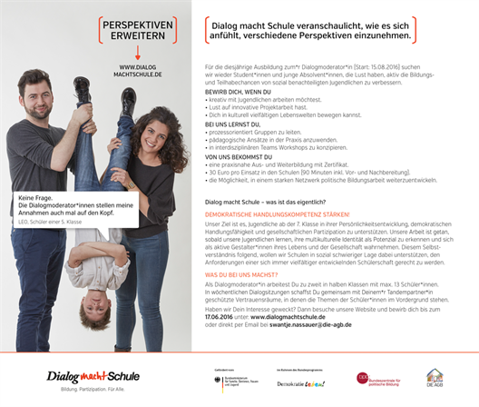 This is the Flyer of german cooperation "Dialog macht Schule"