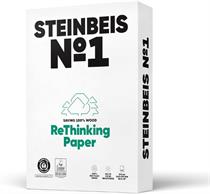 Dieses Bild zeigt eine Packung Recyclingpapier, 500 Blatt, namens "Steinbeis No. 1" vom Papierhersteller Steinbeis.