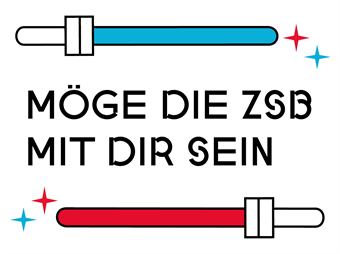 Grafik zur Vortragsreihe Möge die ZSB mit dir sein. Laserschwerte