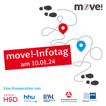 Abbildung des Logos von move! sowie einer verworrenen Linie mit rotem und blauen Standort-Punkten