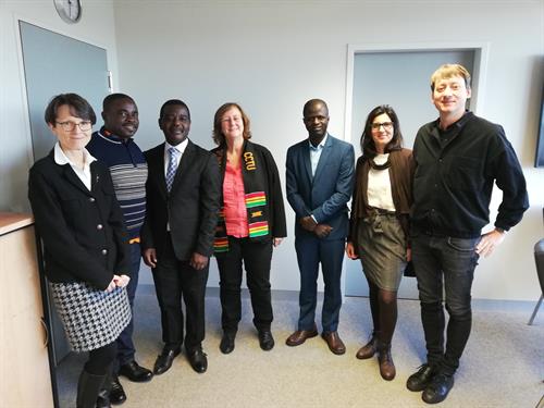 Ghanaian guests at the reception with the President of HSD
From left to Right: Dr. Monika Katz, Ben Ebo Attom, Prof. Dr. Joshua Danso Owusu-Sekyere, Prof. Dr. Edeltraud Vomberg, Prof. Dr. Stephen Agyefi-Mensah, Rada Ille, Dr. Philipp Riegebauer.