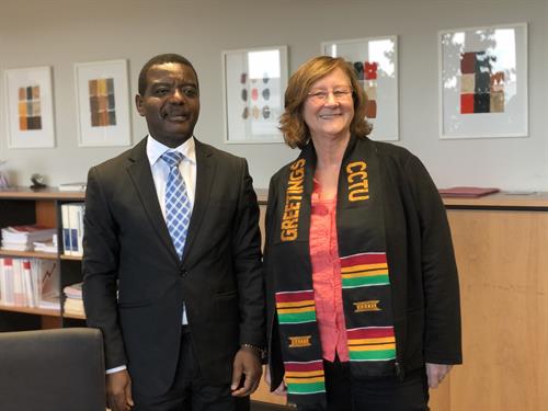 Reception: Prof. Dr. Joshua Danso Owusu-Sekyere, Vice-Chancellor of CCTU, und Prof. Dr. Edeltraud Vomberg, President of HSD