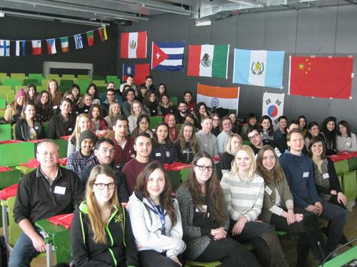 Exchange Students from all over the world in the new auditorium on Campus Derendorf, Summer term 2016