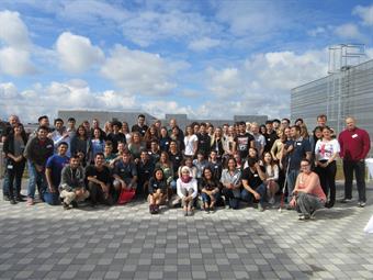The picture shows exchange students of HSD at the welcome breakfast of the international office.